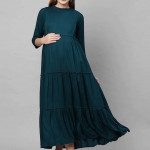 Teal Green Maternity Maxi Nursing Dress