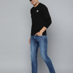 Men Black Solid Round Neck T-shirt