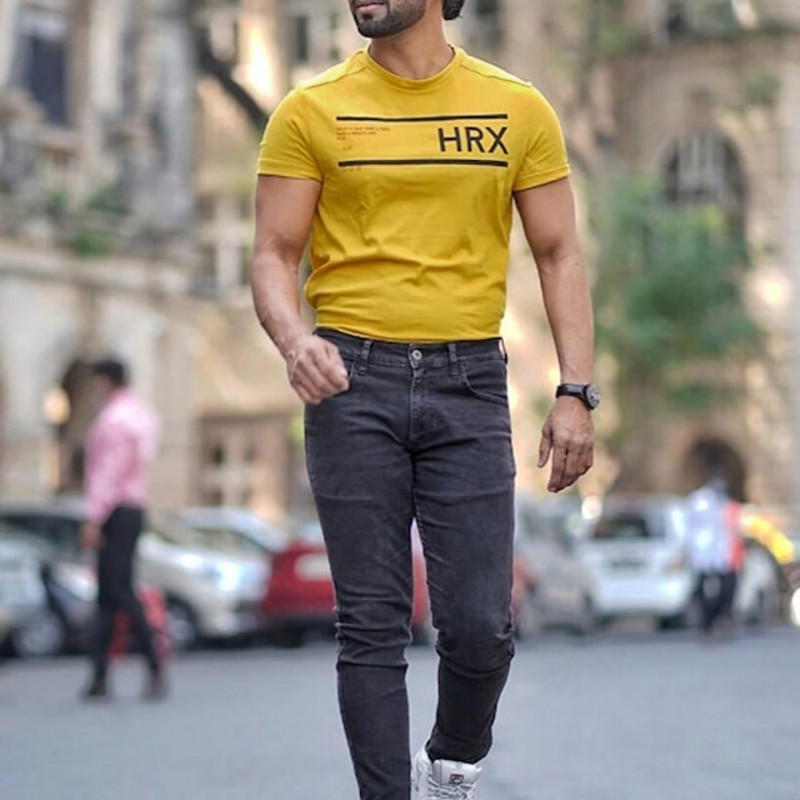 Men Yellow Printed Cotton Pure Cotton T-shirt