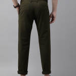 Men Green Solid Slim Fit Trousers