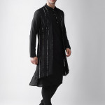 Men White Floral Printed Kurta with Churidar