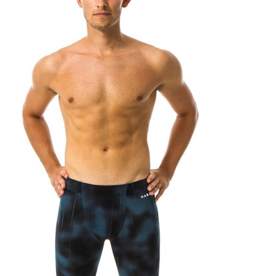 Men Blue & Black Printed Swimming Shorts